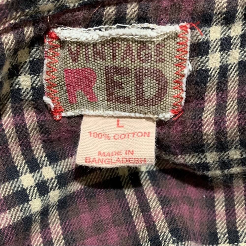 Vintage Red Brand Western Pearl Snap Buttons LS Flannel Shirt Size Large - Picture 3 of 6